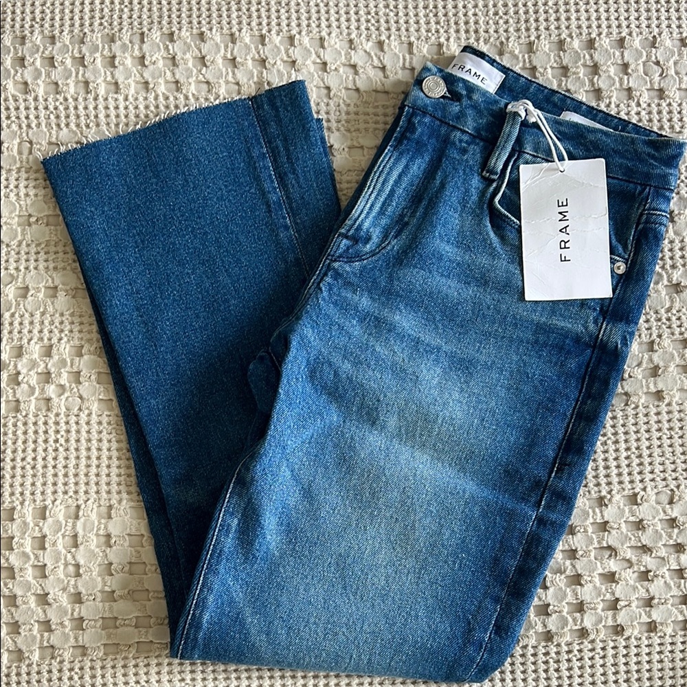 Frame Denim Blue Le Crop Mini Boot Cut Jeans
